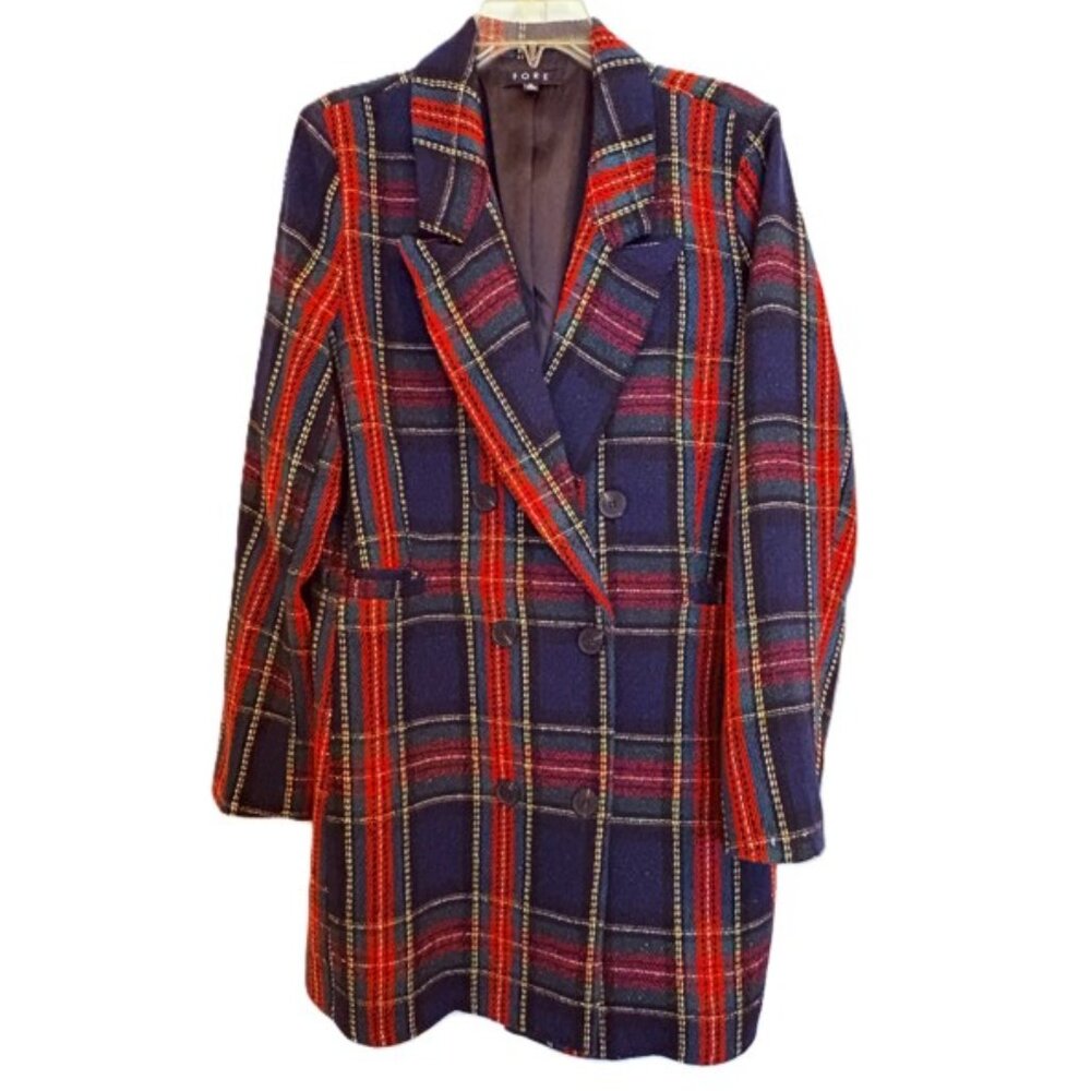 Fore Lurex  34" Plaid Blazer / Coat Dress XL